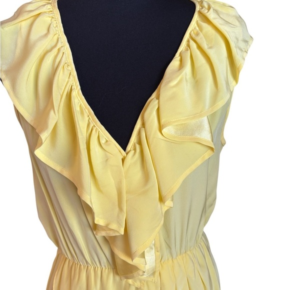 Amanda Uprichard Women’s 100% Silk Mini Dress Yellow Ruffled Cocktail Med NWT - Picture 4 of 10